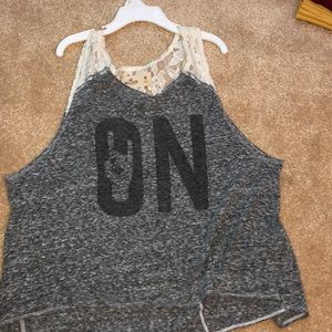 hollister cute tank top that says rock on